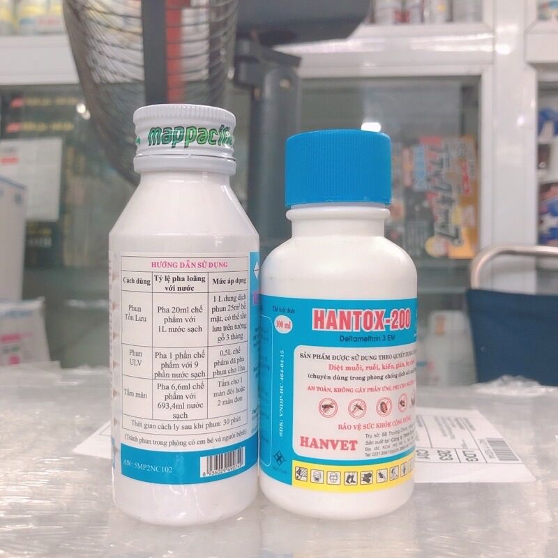 Bộ đôi diệt bọ chét : Map permethrin 100ml + hantox 100ml