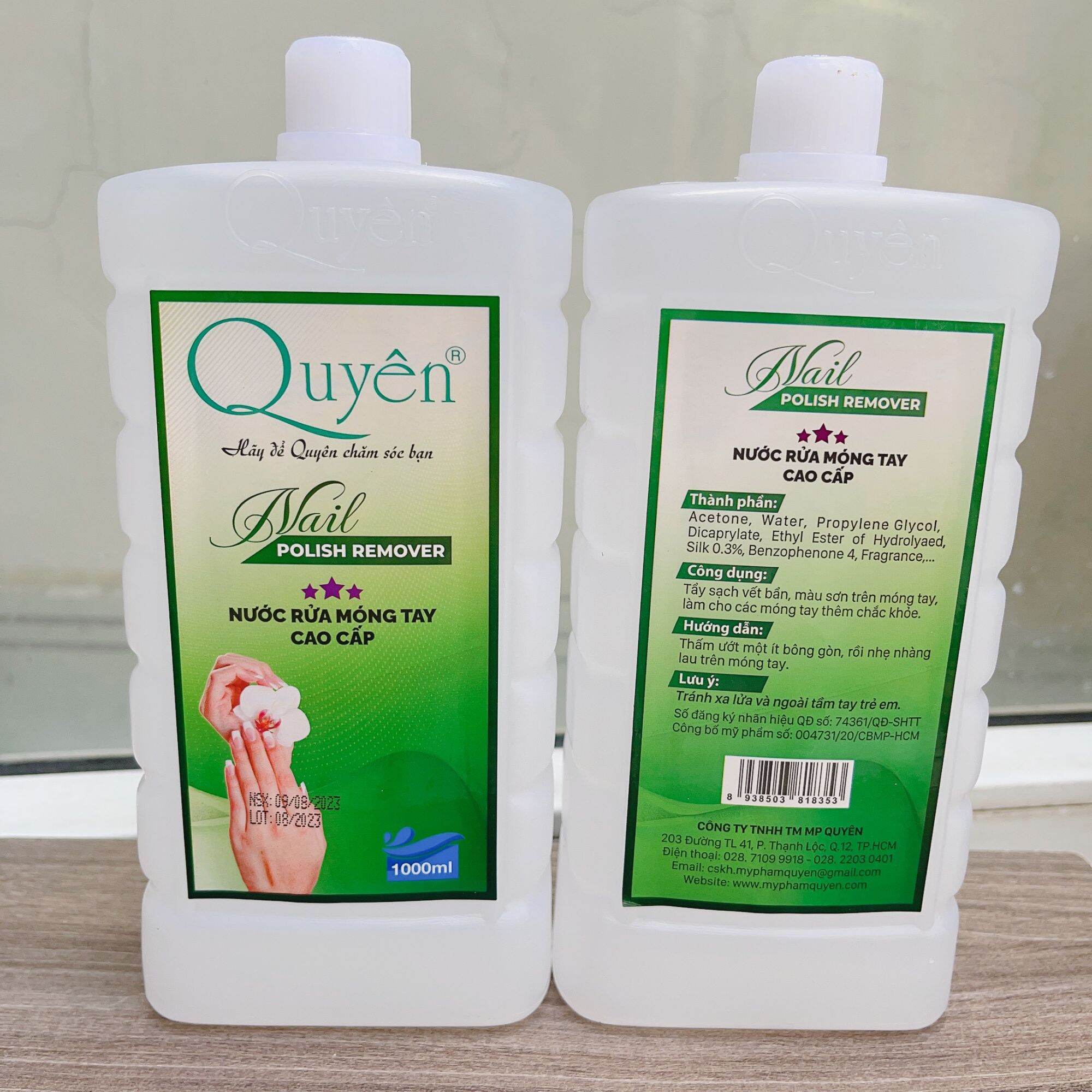 Nước tẩy rửa sơn móng tay Quyên / axeton lau sơn thường và dùng để ủ phá sơn gel chai 1000ml
