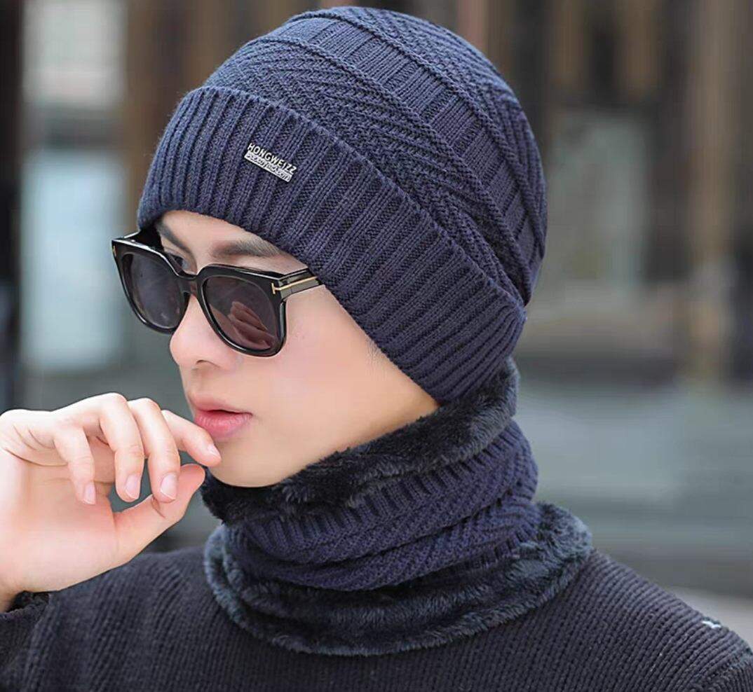 Nón len nam tặng khăn choàng mũ len nam tặng khăn quàng cổ y hình