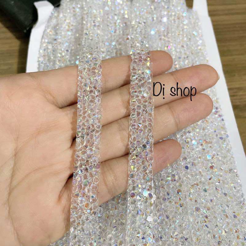1m DÂY ĐÁ ỦI ÉP NHIỆT SIZE 9li-1cm ( phụ kiện trang trí may mặc)