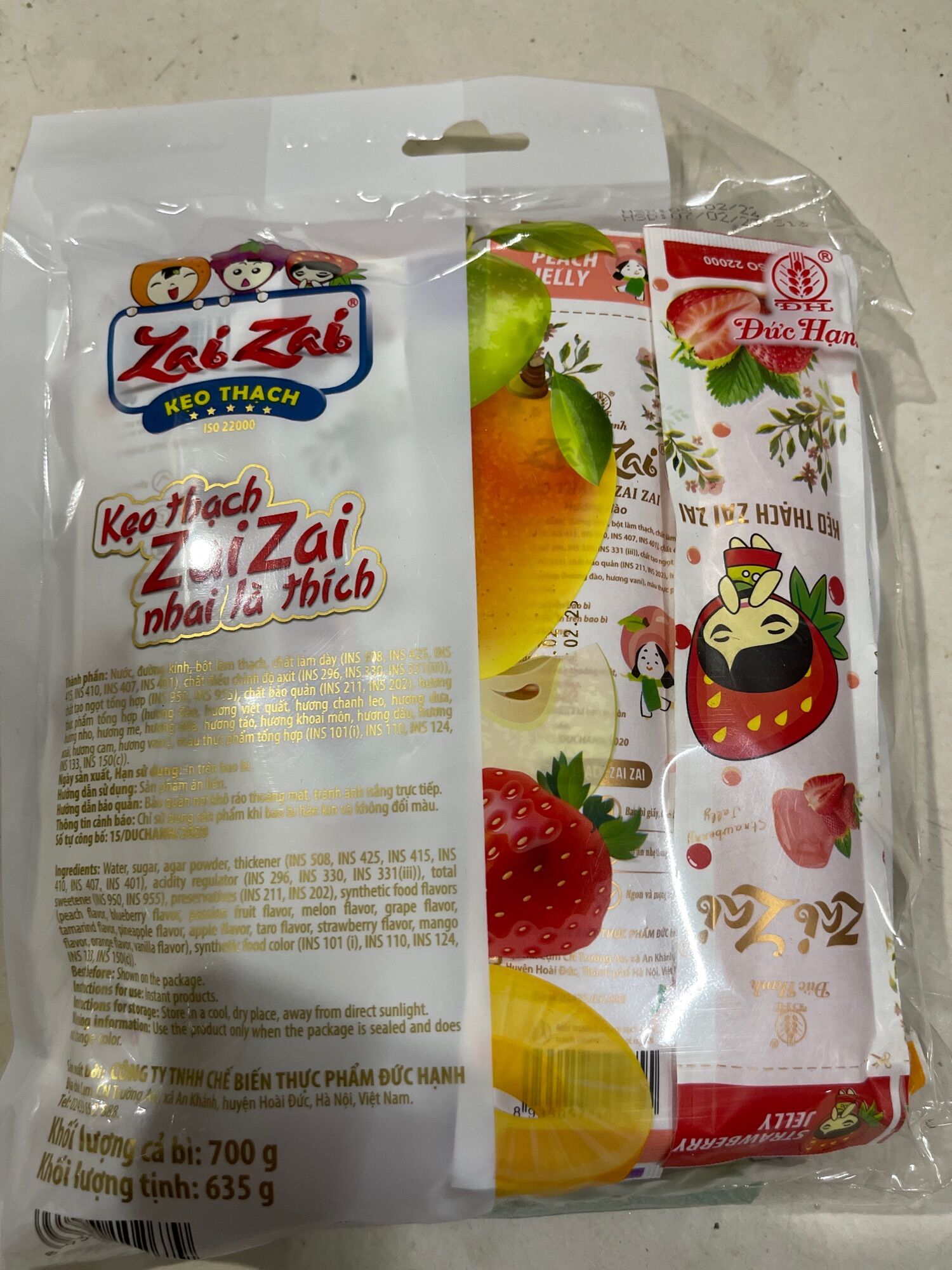 Kẹo Thạch Zai Zai thanh dài túi 700g