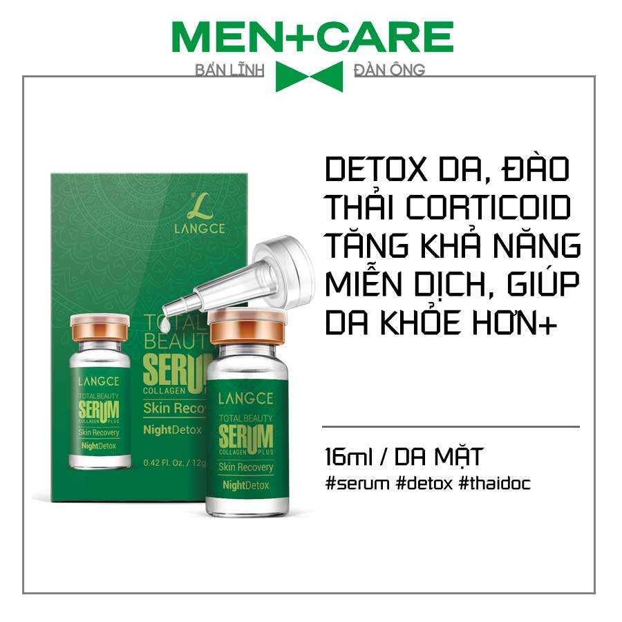LANGCE SERUM TẢO BIỂN XANH - NIGHT DETOX - THANH LỌC ĐỘC TỐ SE KHÍT LỖ CHÂN LÔNG 12ml cho Nam
