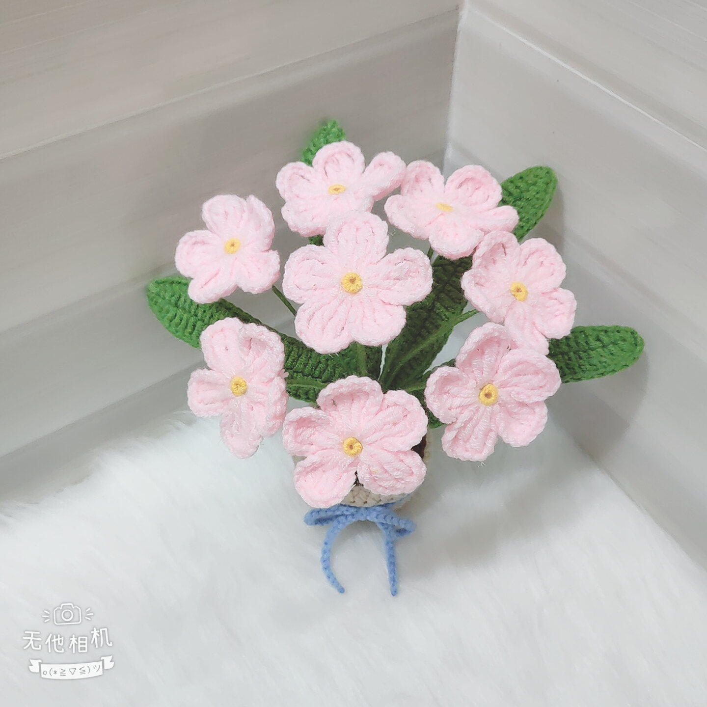 [Ảnh thật - Có sẵn] Chậu hoa lưu ly để bàn bằng len handmade