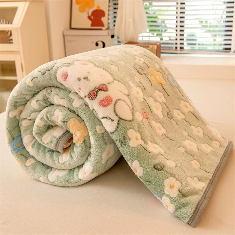 Ga Trải Giường Nhung San Hô Dày Dặn Mùa Đông Chăn Flannel Sữa Bò Lót Nhung Hai Mặt Đơn Chiếc Thảm Lông Mặt Nhung Ký Túc Xá Một Người