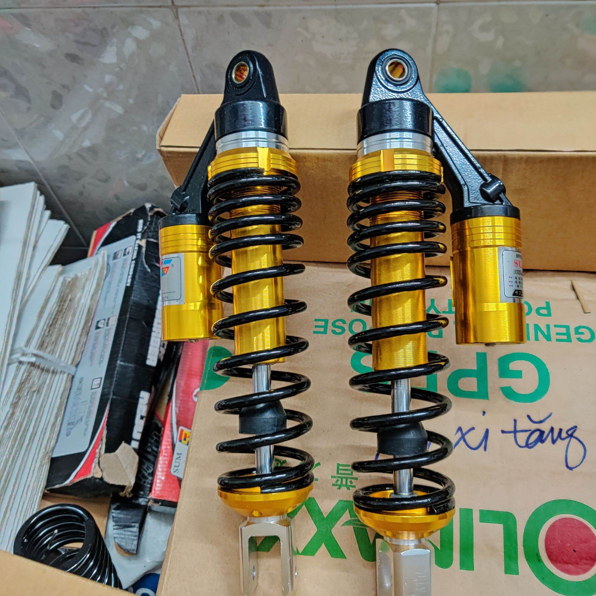 [HCM]phuộc Sum Ga bình dầu vàng lò xo đen gắn AB NouVo 4 5 6