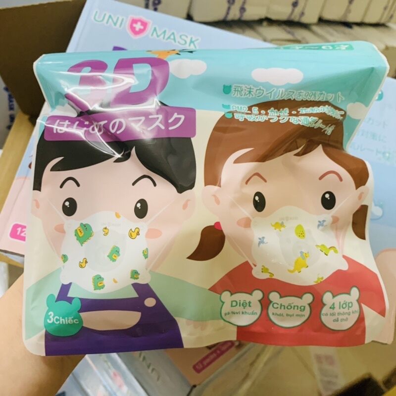 Set 3 khẩu trang gấu Uni mask cho bé ( 1 - 3 tuổi)