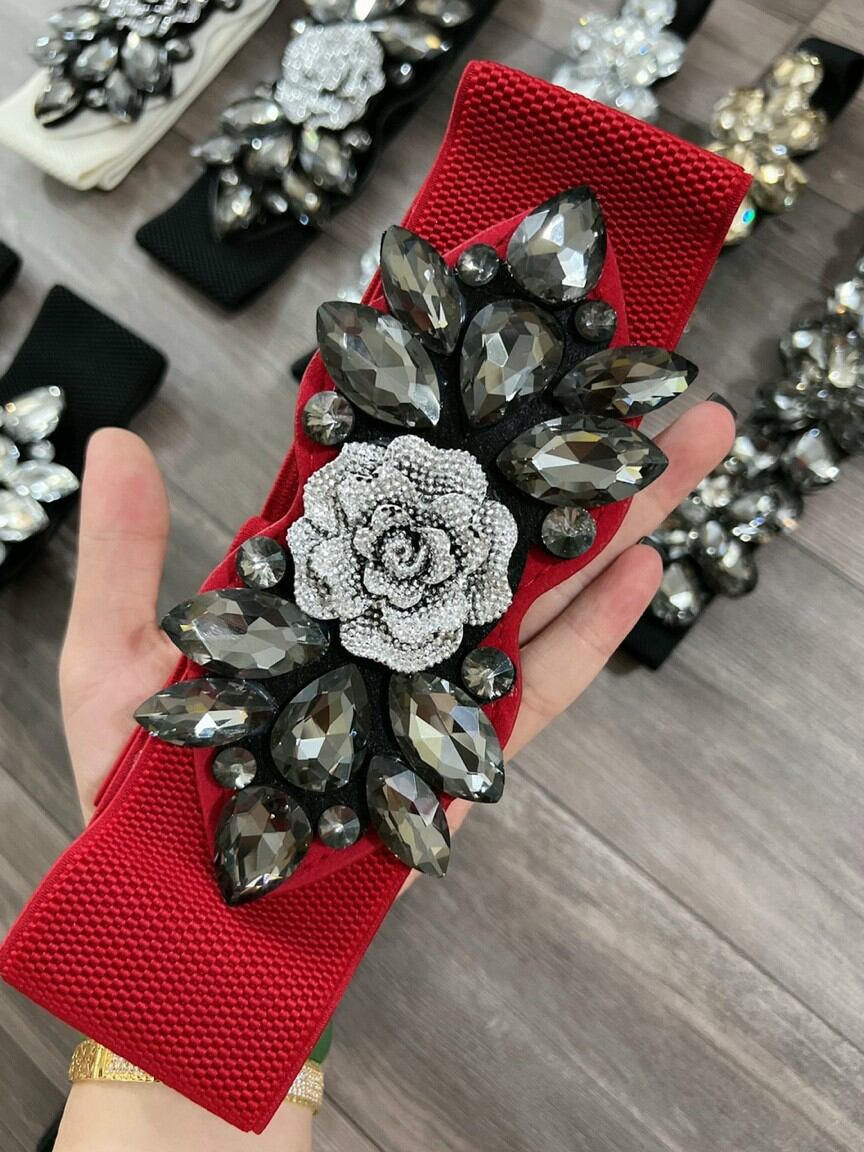 đai váy nịt đầm belt đính đá bản to nhỏ