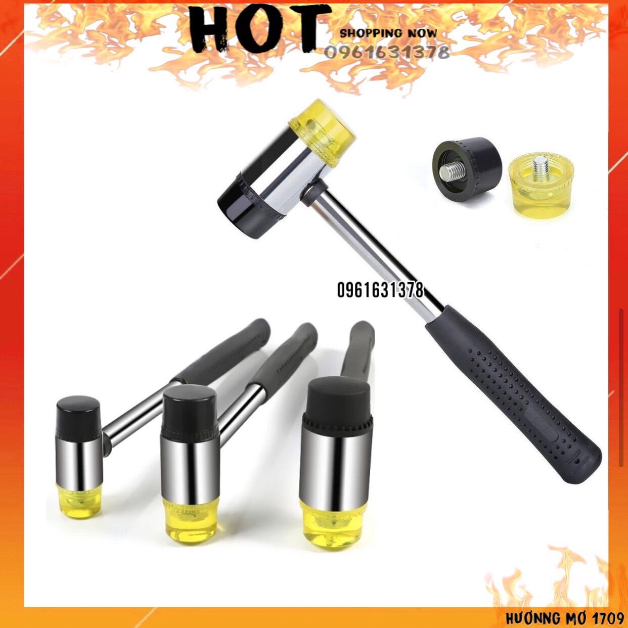 Búa cao su 2 đầu bp vàng đen