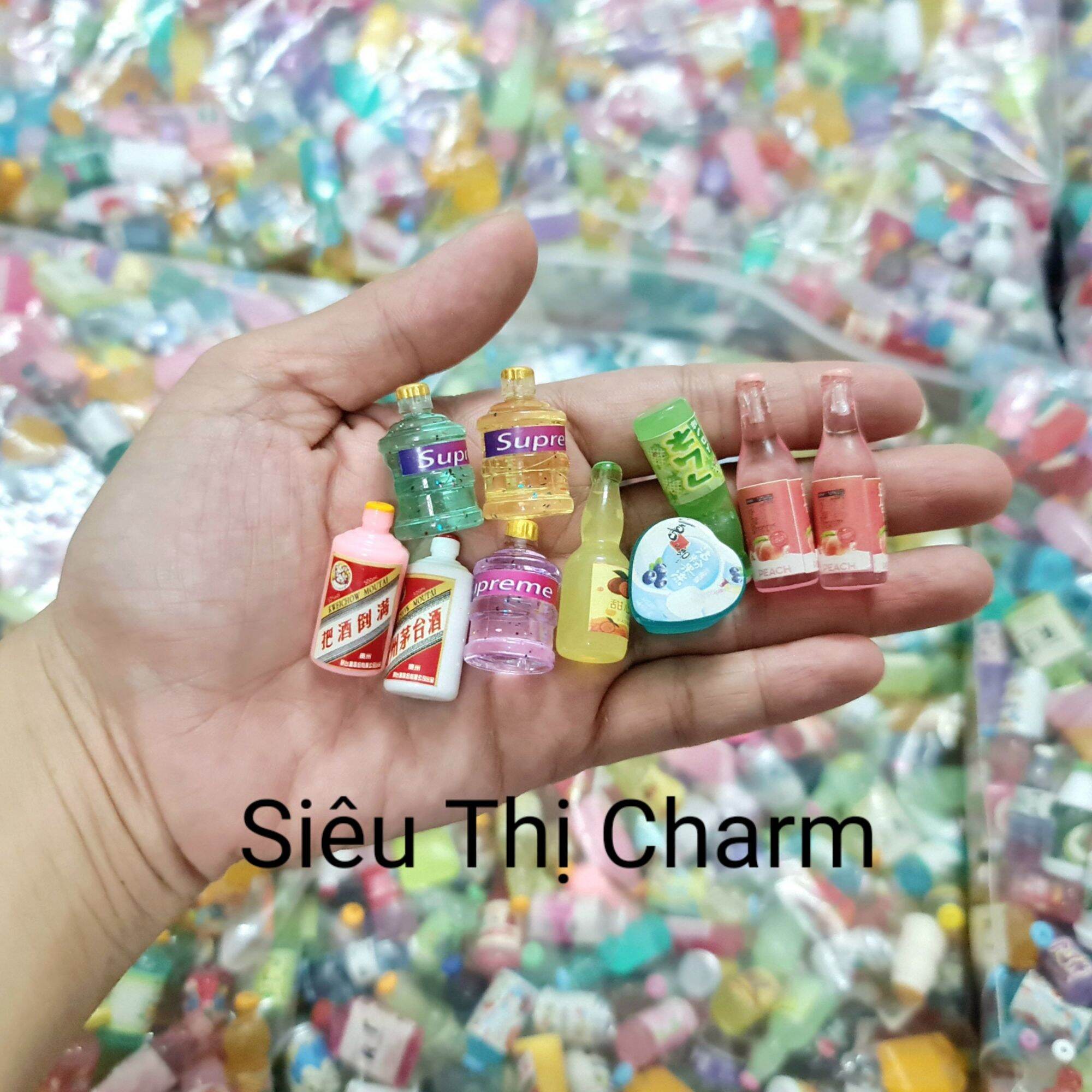 Túi 100 charm/center mô hình chai nước