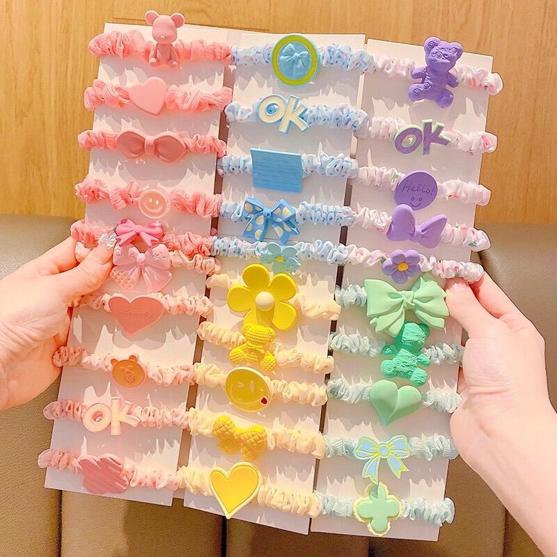 Set 5 chun buộc tóc gắn charm dễ thương