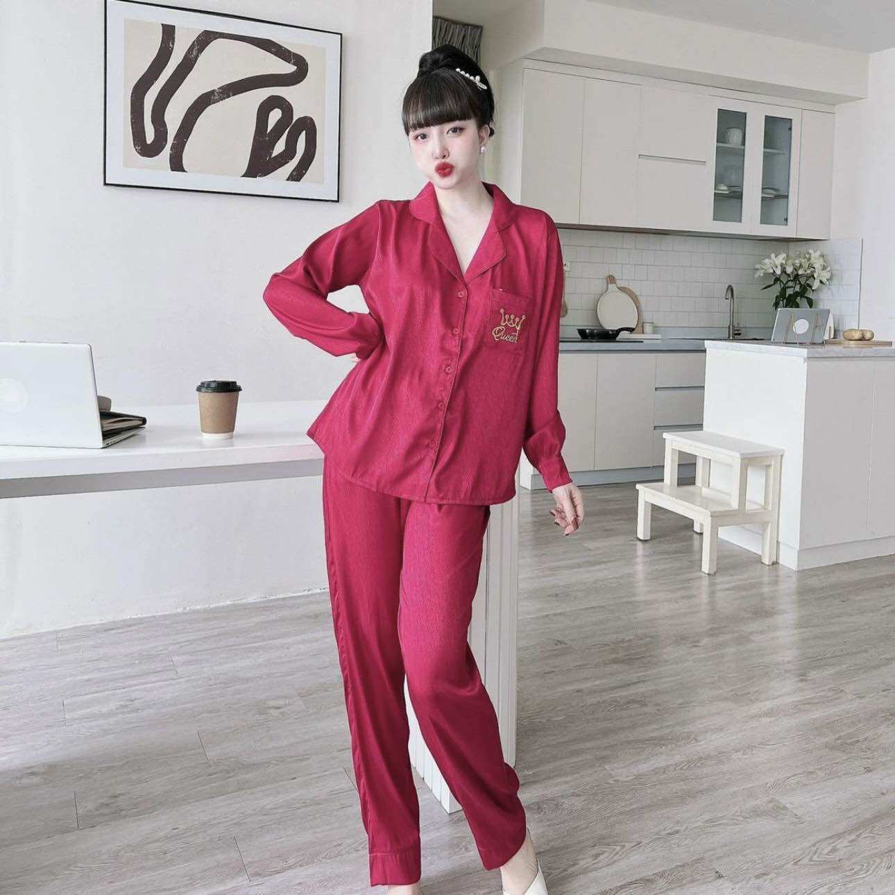 (55-100kg) ĐỒ BỘ BIGSIZE LỤA XƯỚC TAY PHỒNG - TÚI THÊU