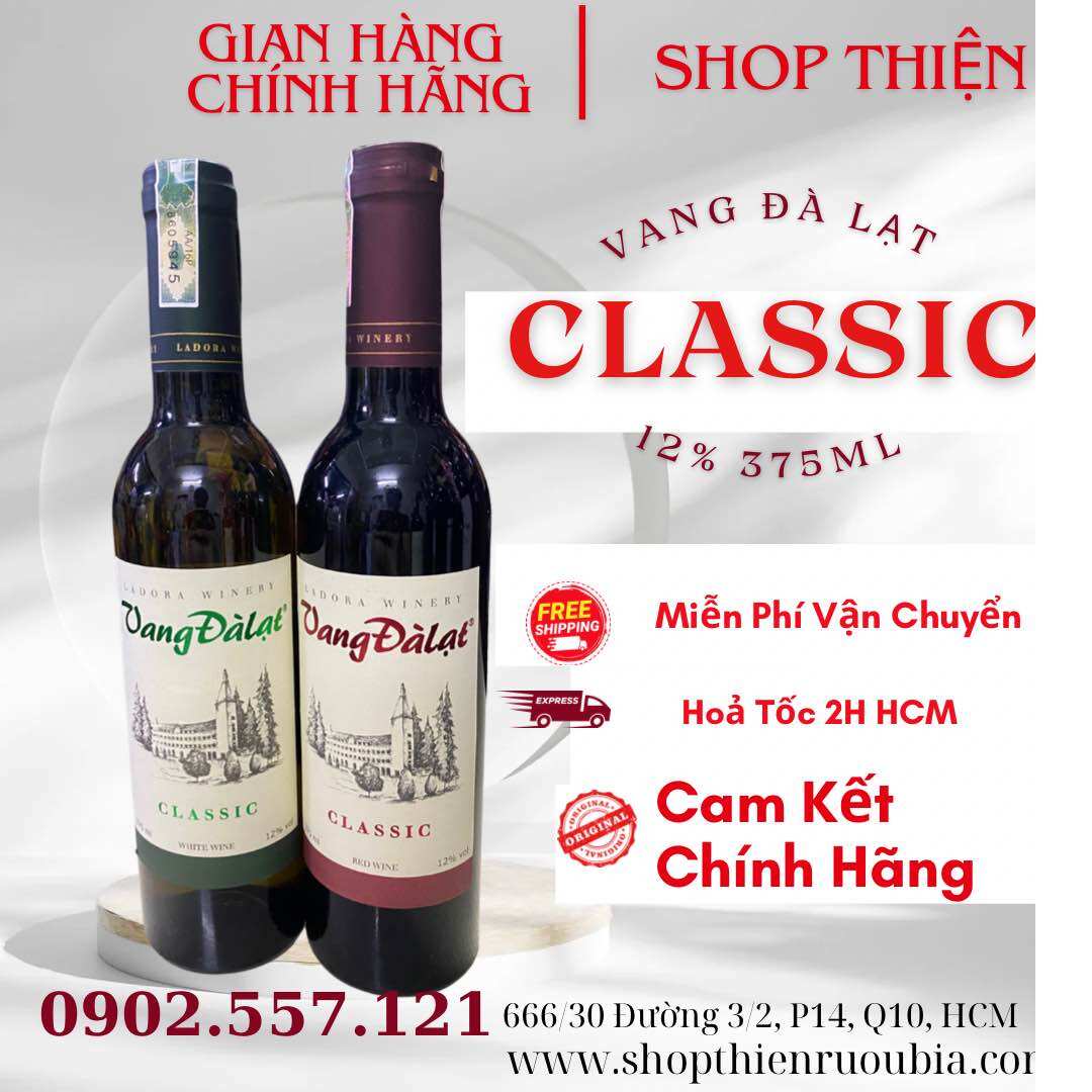 Vang đà lạt classic 12% 375ml- chai nhỏ