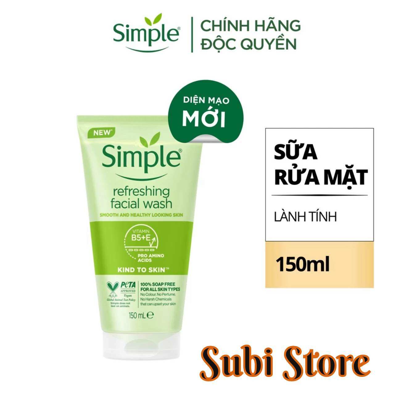 Sữa Rửa Mặt Dành Cho Da Nhạy Cảm Simple Kind 150m(hàng cty)