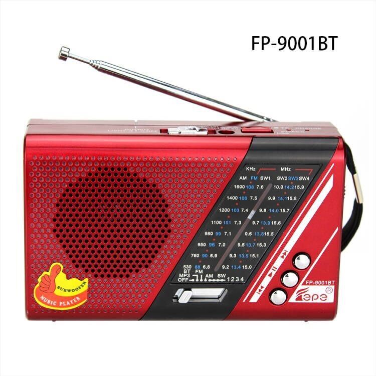 Đài radio PP 9001BT-Hàng chuẩn sịn-Hỗ trợ thẻ nhớ TF và usb có đèn pin Âm  thanh lớn phù hợp cho ông bà 