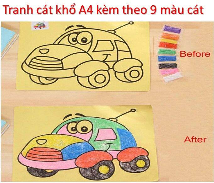 Tranh cát tô màu cho bé trai và bé gái bộ 10 tranh khổ A4[𝐐𝐔𝐀̀ 𝐓𝐀̣̆𝐍𝐆]+[𝑴𝑰𝑬̂̃𝑵 𝑺𝑯𝑰𝑷]