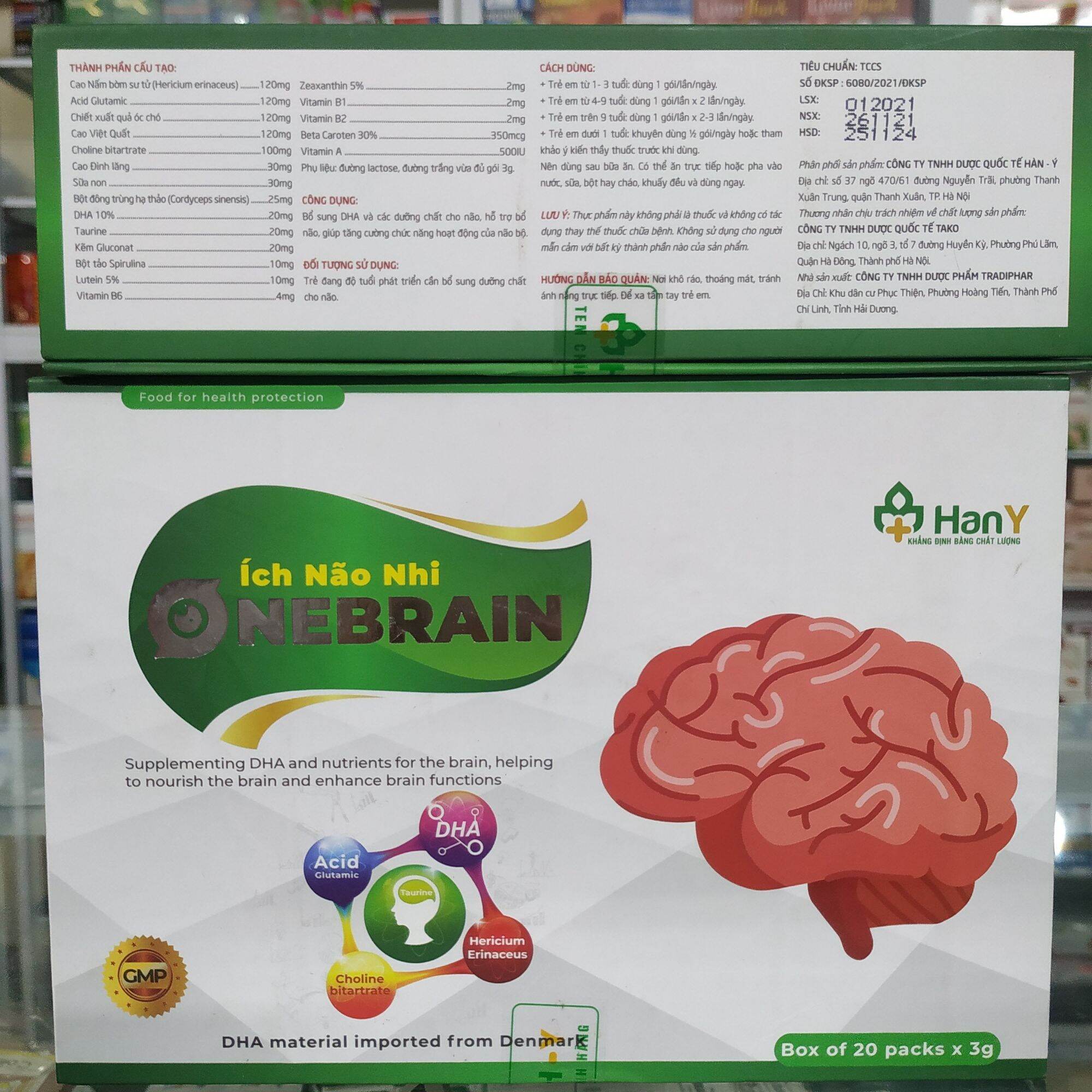 Combo2hộp Cốm Ích não nhi Onebrain DHA bổ não tăng thông minh phát triển trí não ở trẻ