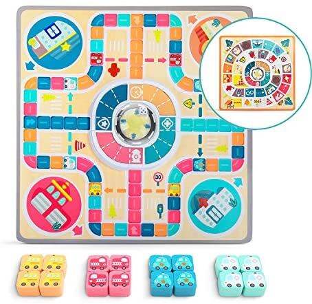 Trò chơi gia đình: Cờ bay gỗ về giao thông 2 trong 1 - Family Games Motown Flying Chess