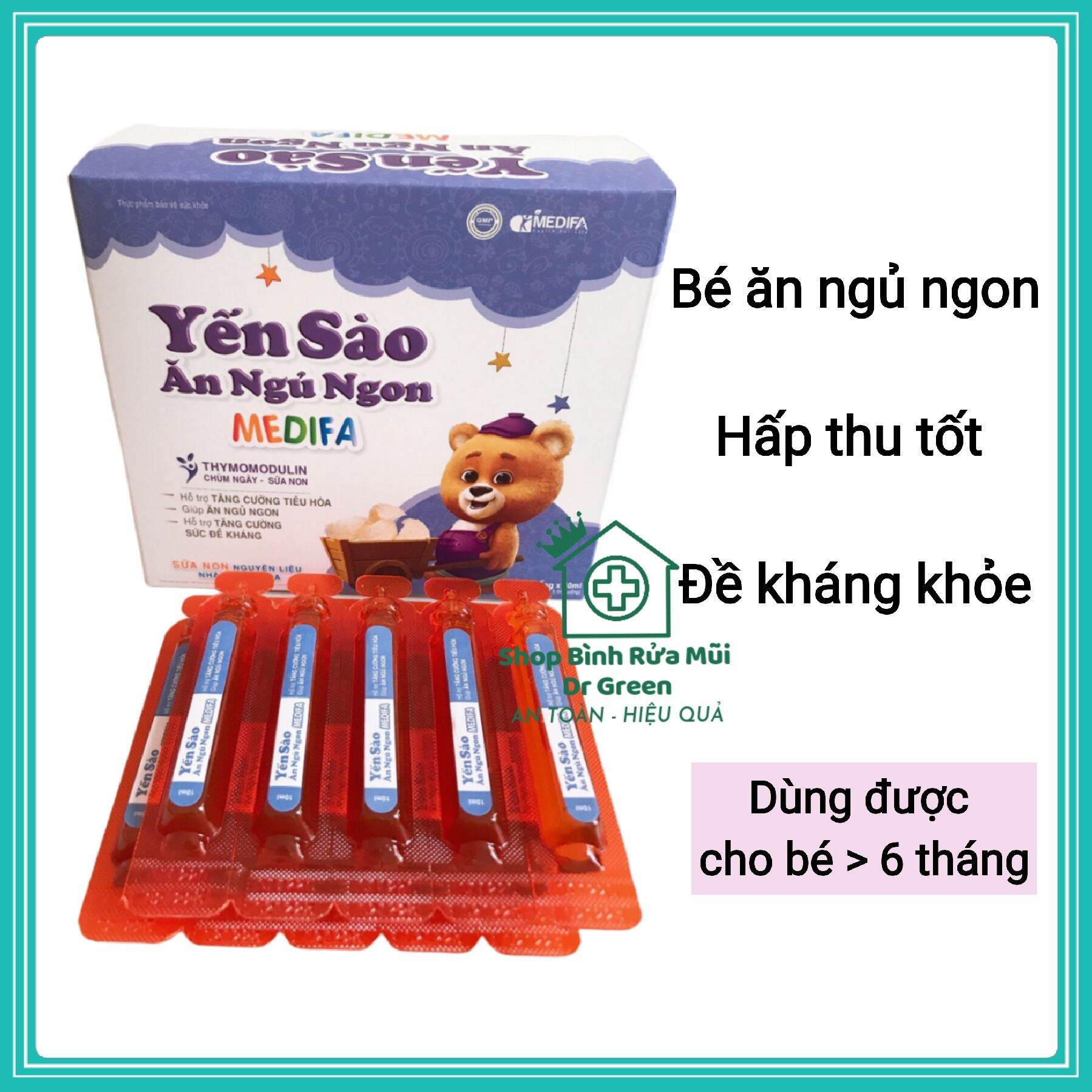 Yến Sào ăn ngủ ngon MeDiFa - Bé tăng cân vù vù - Hộp 20 ống