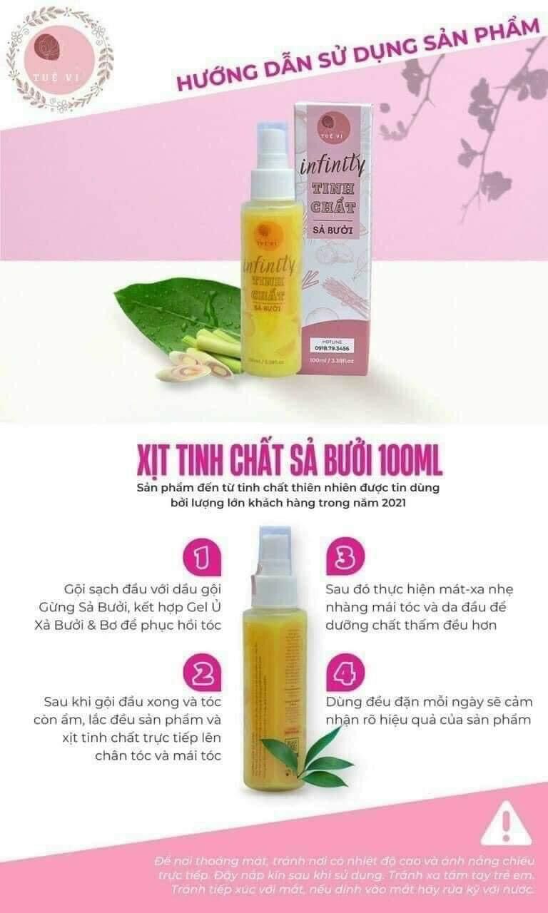 [Chính Hãng CTY 100%] Xịt Mọc Tóc Tinh Chất Sả Bưởi TUỆ VI INFINITY