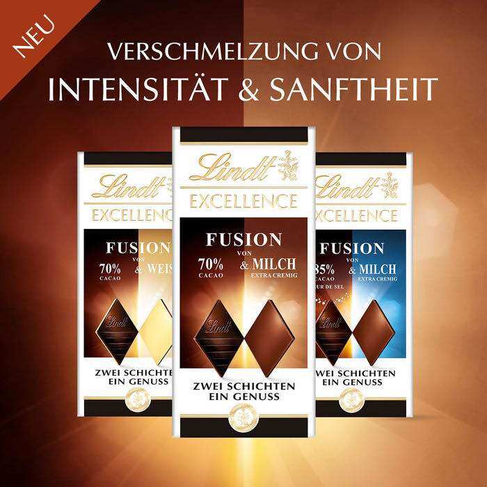 Socola hỗn hợp Lindt Excellence Fusion & Weiss Chocolate của Pháp 100gr