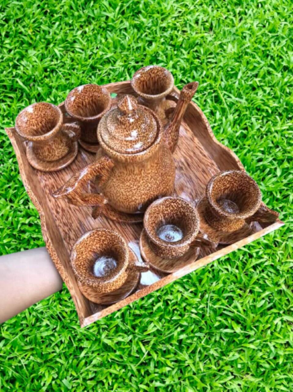 Bộ tách trà làm từ gỗ dừa cao cấp