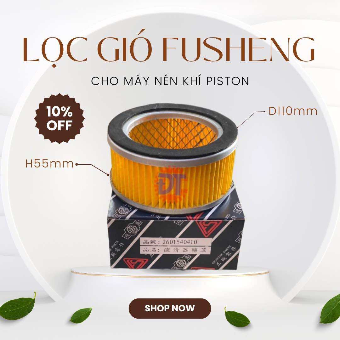 Lọc Gió Máy Nén Khí Piston Fusheng Phi 110mm - Lõi Lọc Gió Máy Nén Khí Cao Cấp