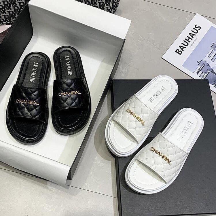 Dép bánh mì quai ngang cnaheal đế đúc cao 3 phân nư