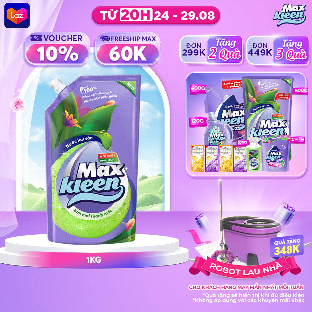 Chai/ Túi Nước Lau Sàn MaxKleen 1KG (Ban Mai Thanh Mát/ Ngàn Hoa Ngọt Ngào)