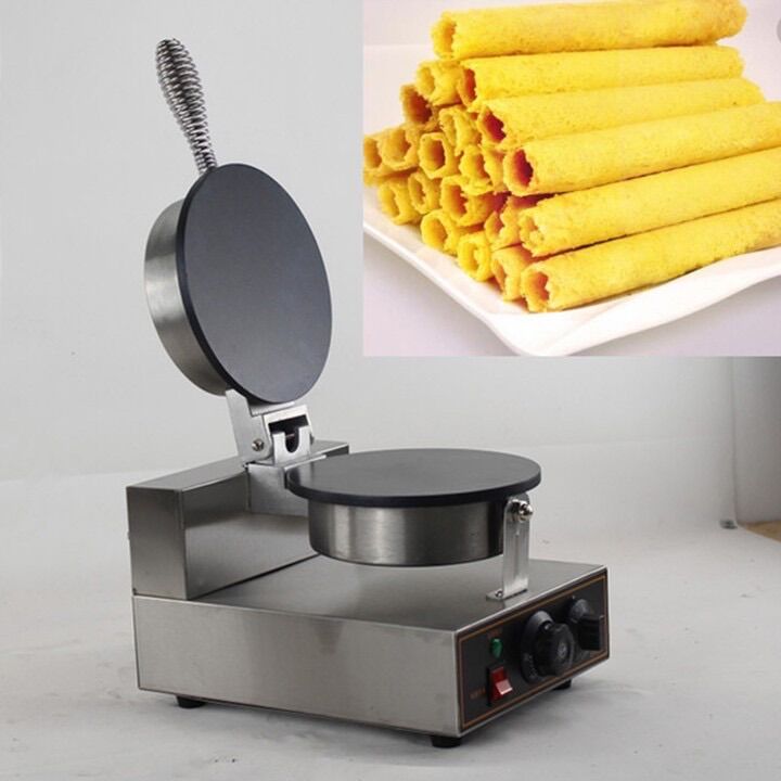 Máy làm bánh ốc quế, vỏ kem ốc quế công nghiệp 2 mặt trơn