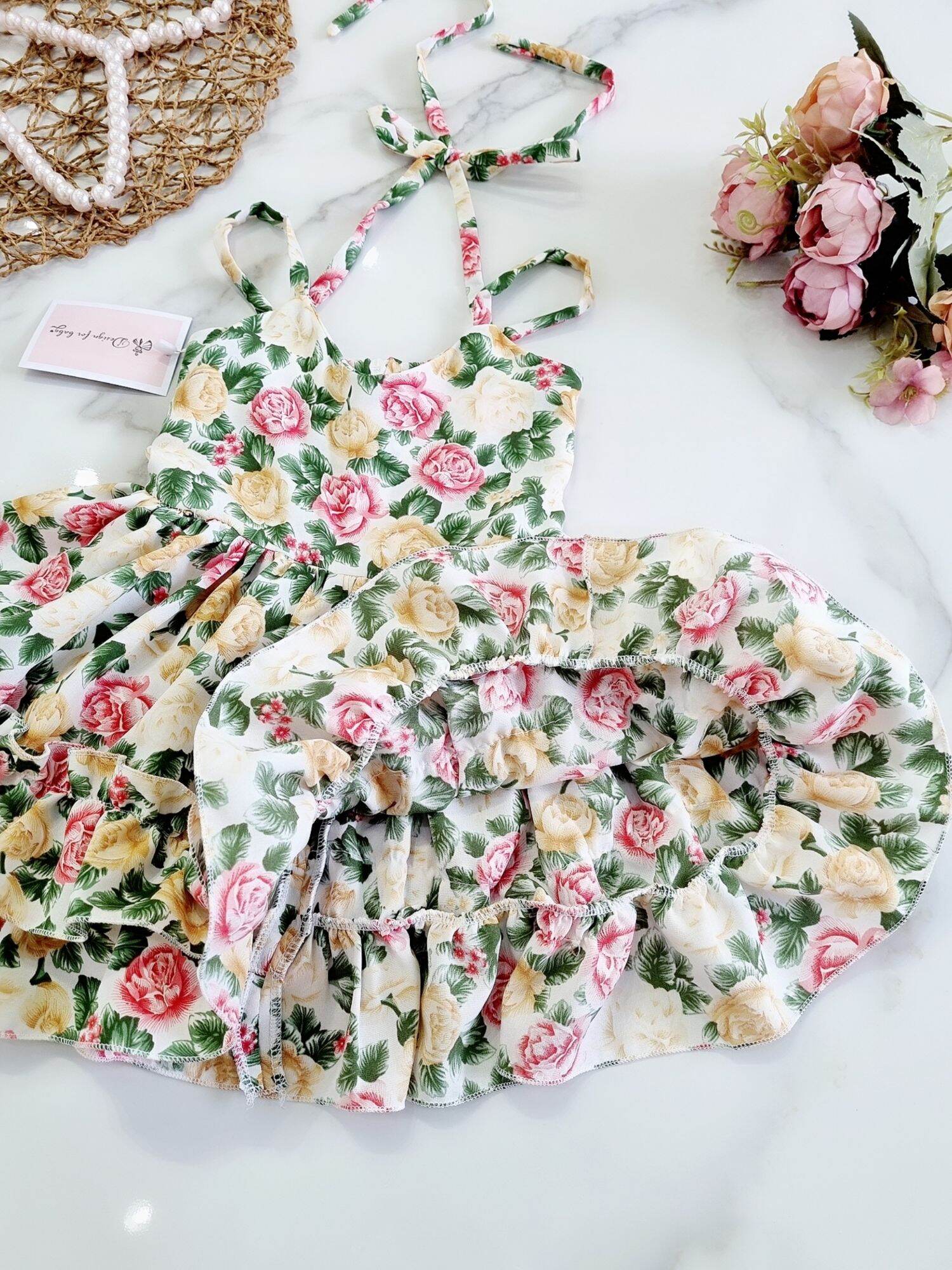[ CÓ QUÀ TẶNG 🥰] Đầm mẹ và bé hoa hồng xanh