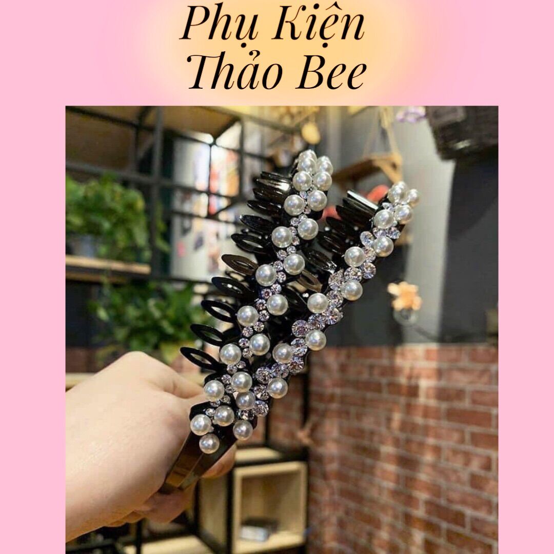 Băng đô cài tóc đính đá phong cách Hàn Quốc