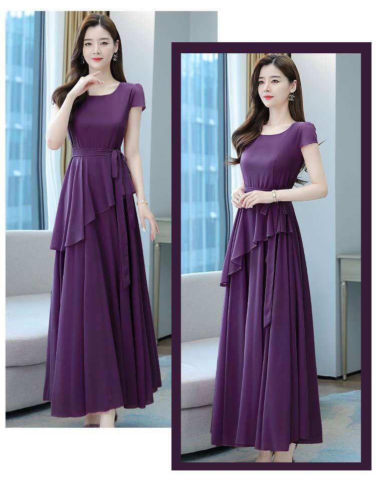 [HCM]ĐẦM XOÈ TAY CON PHỐI TÀ XÉO THẮT DÂY EO