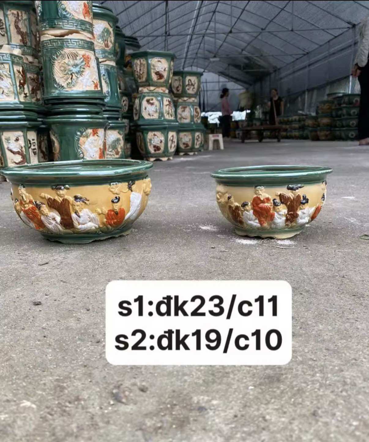 Cặp chậu bát tiên 2 chiếc gốm sứ Bát Tràng