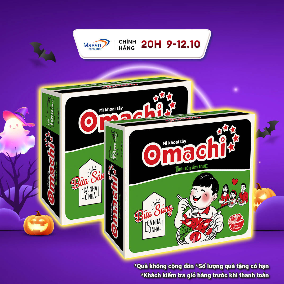 Combo 2 thùng Mì Khoai Tây Omachi Lẩu Tôm Càng - Thùng 30 Gói x 80g