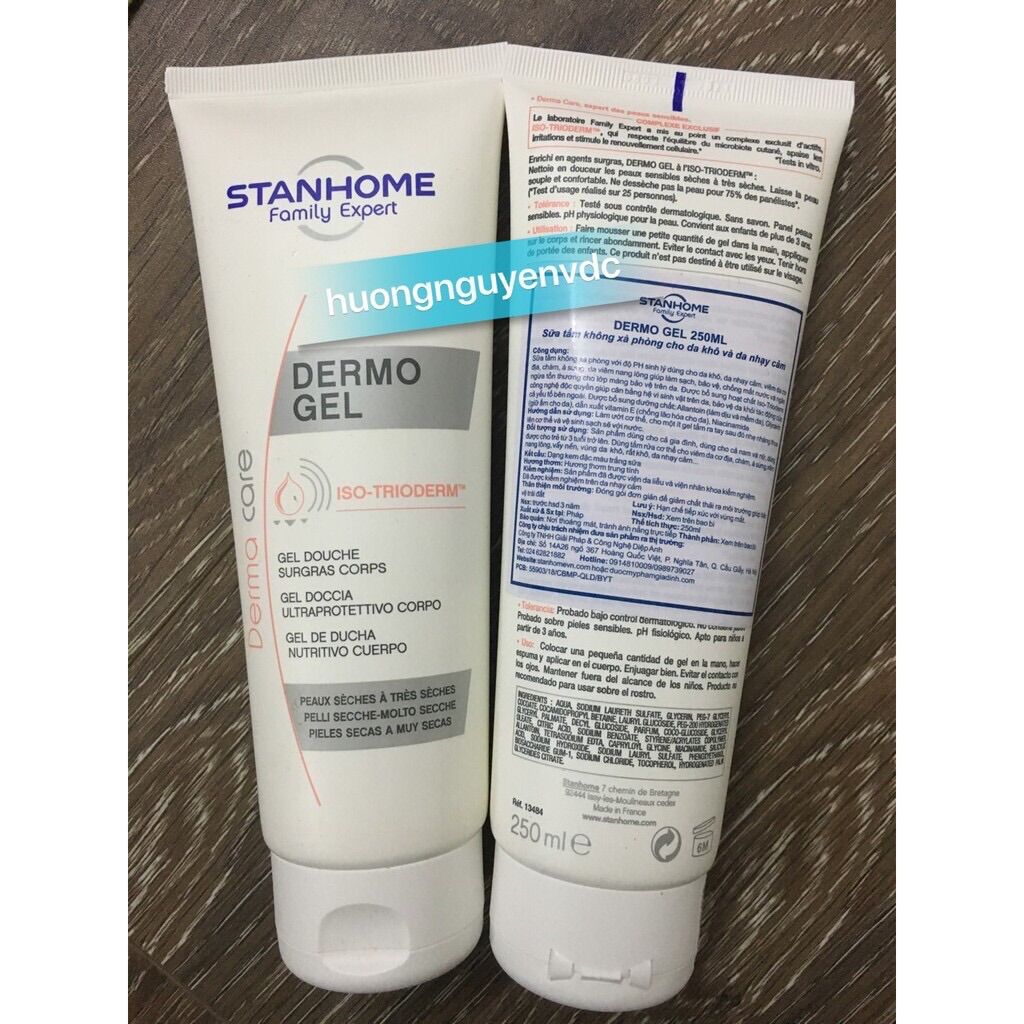 Sữa Tắm Không Xà Phòng Viêm Nang Lông Stanhome Dermo Gel