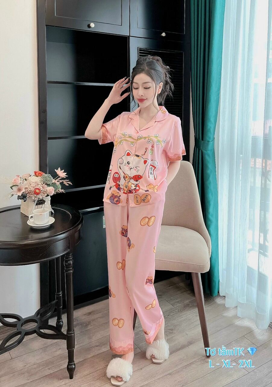 Bộ Lụa Mặc Nhà Pijama Nữ Lụa Tơ Tằm Cao Cấp Mẫu Mới Hàng Có Đủ Size