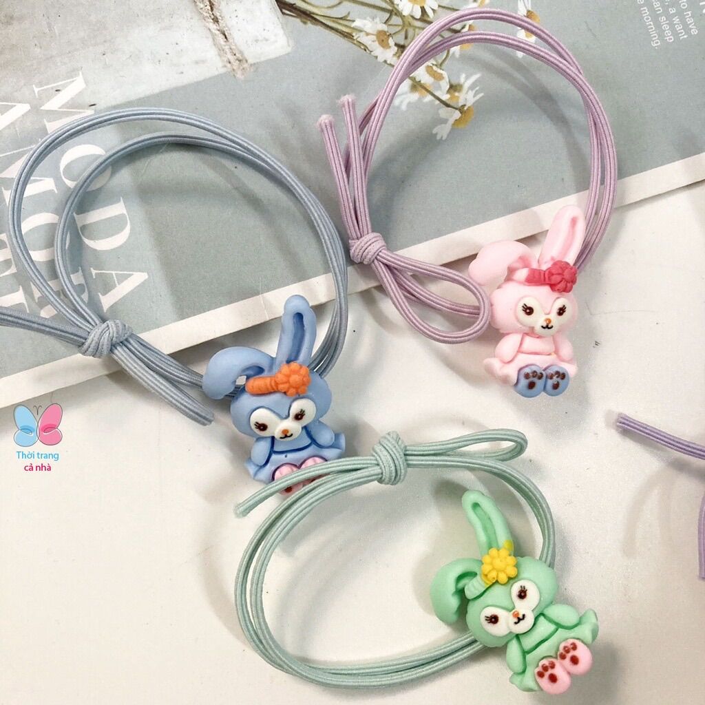 2 dây buộc tóc thun đôi màu hình thỏ - DBT22