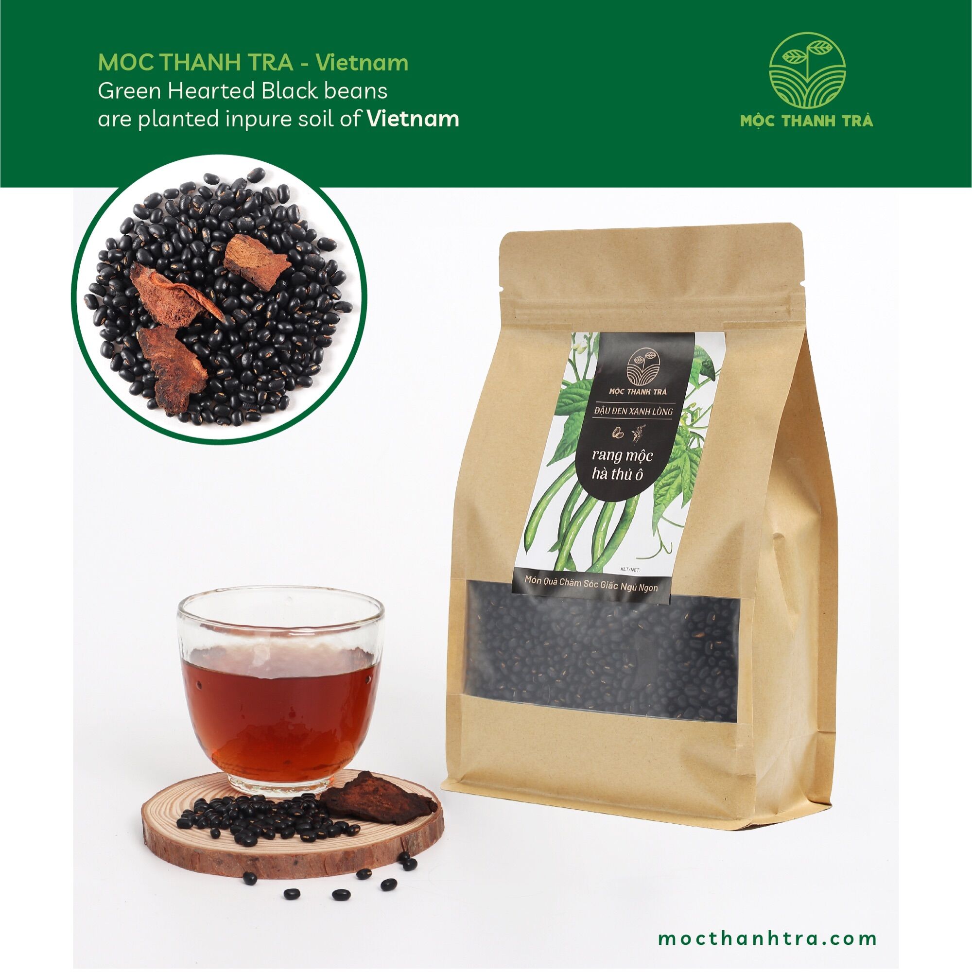 Đậu đen xanh lòng rang mộc - hà thủ ô mộc thanh trà - túi 1kg trà thải độc - mát gan - hỗ trợ chứng mất ngủ