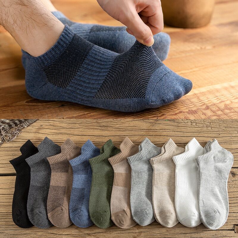 Tất - vớ cổ ngắn cotton dệt 4 chiều co giãn