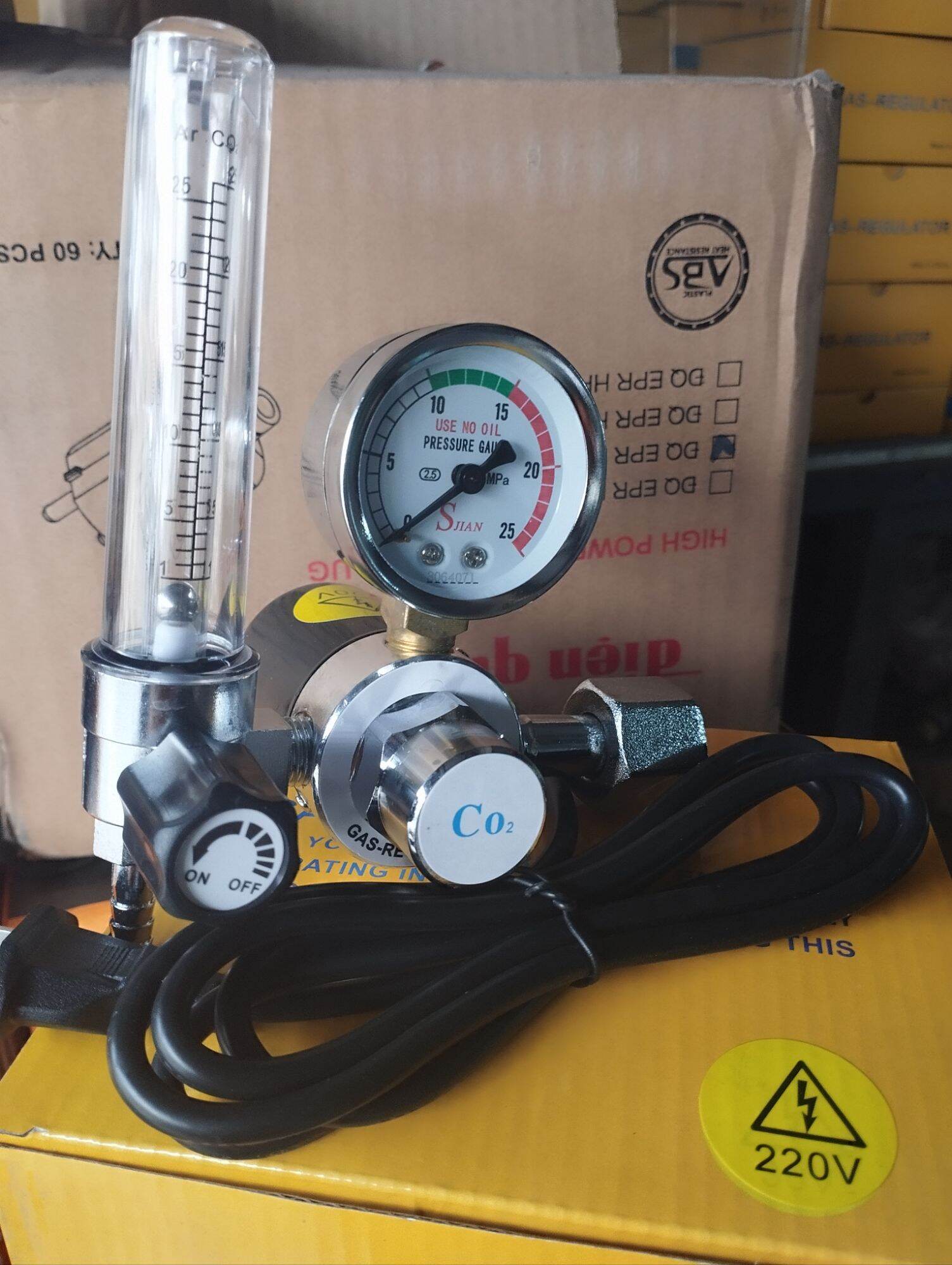 Đồng hồ co2 220v đo khí máy hàn Mig