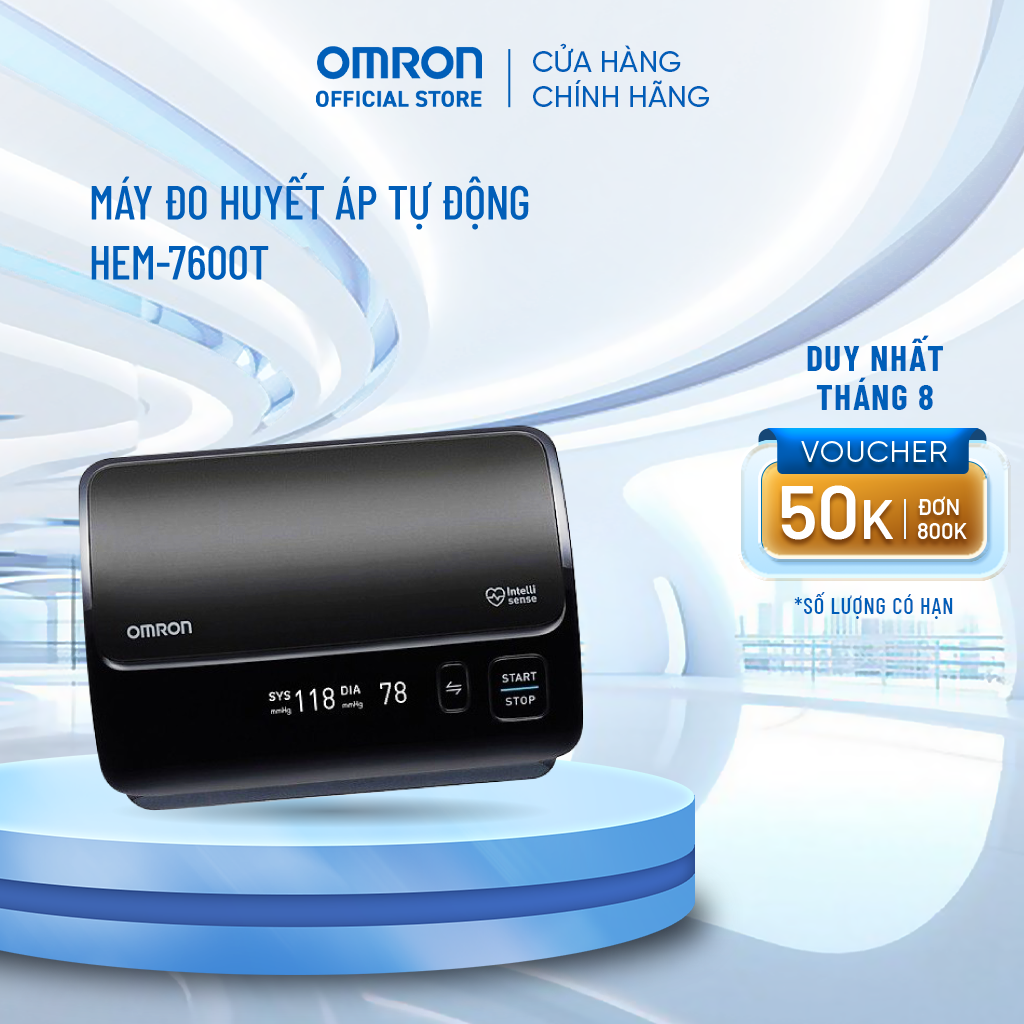 Máy đo huyết áp bắp tay cao cấp omron hem-7600t - kết nối điện thoại - intellisense - sản xuất nhật bản