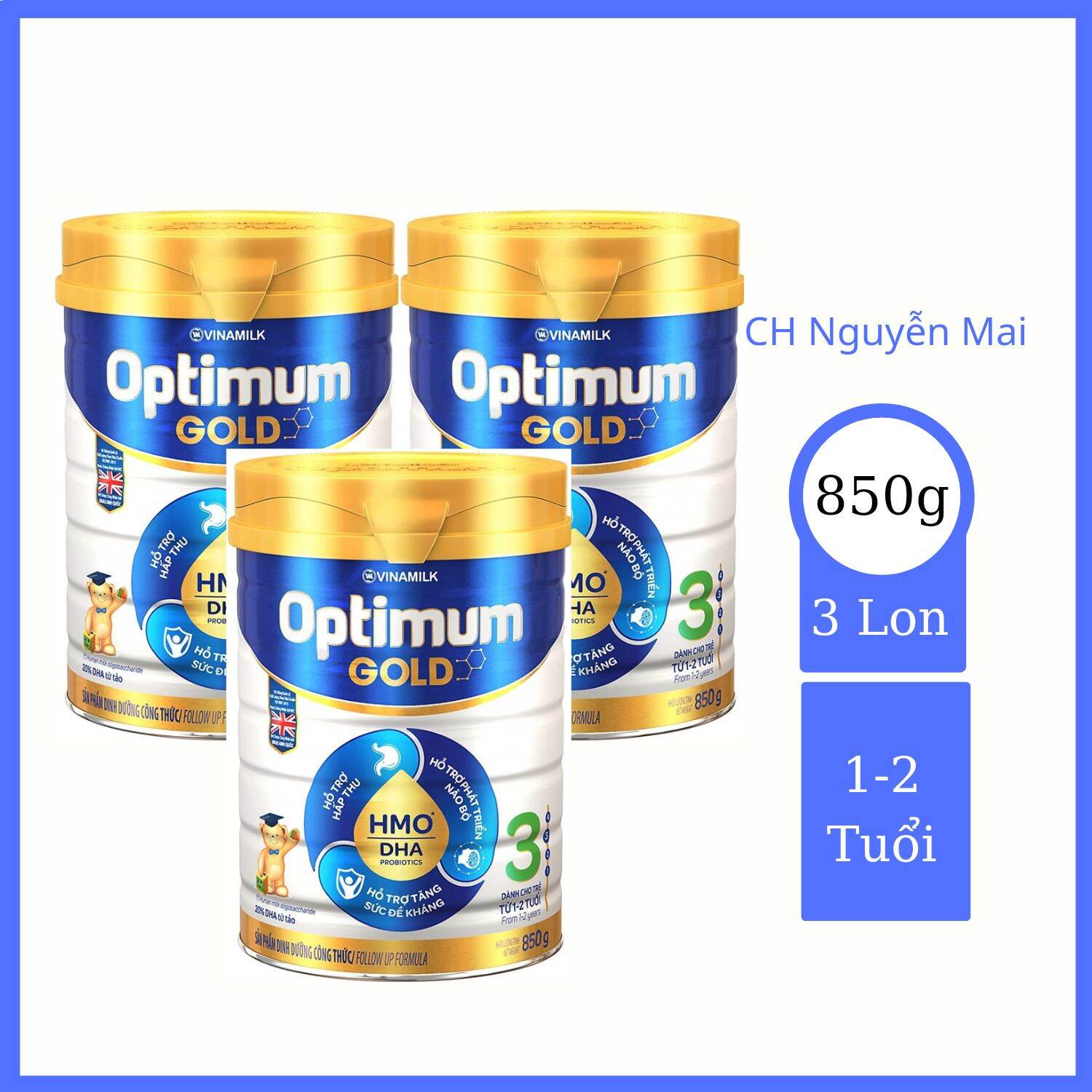 Combo 3 hộp sữa vinamilk optimum gold 3 - 850g