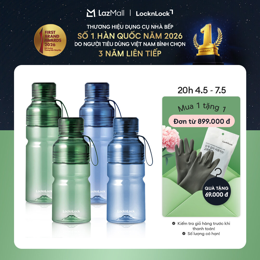 Bình nước nhựa thể thao LockLock Two-way Sports Bottle 680ml/520ml ABF770/ABF769 2 màu- Nắp đôi, có quai xách, tritan an toàn
