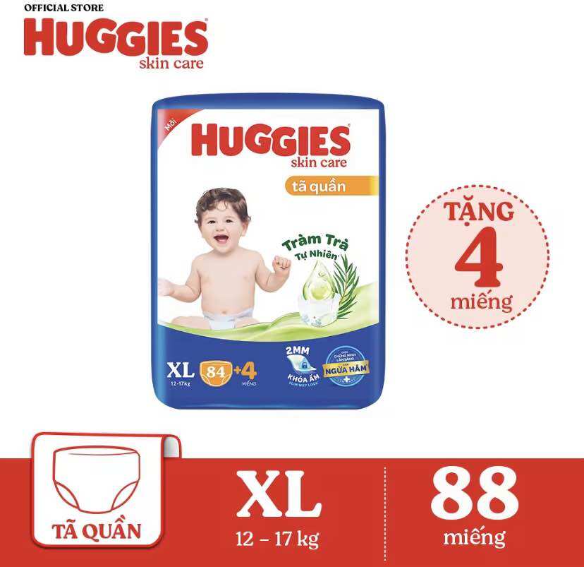 Tả quần Huggies skincare XL88 miếng siêu mỏng mới