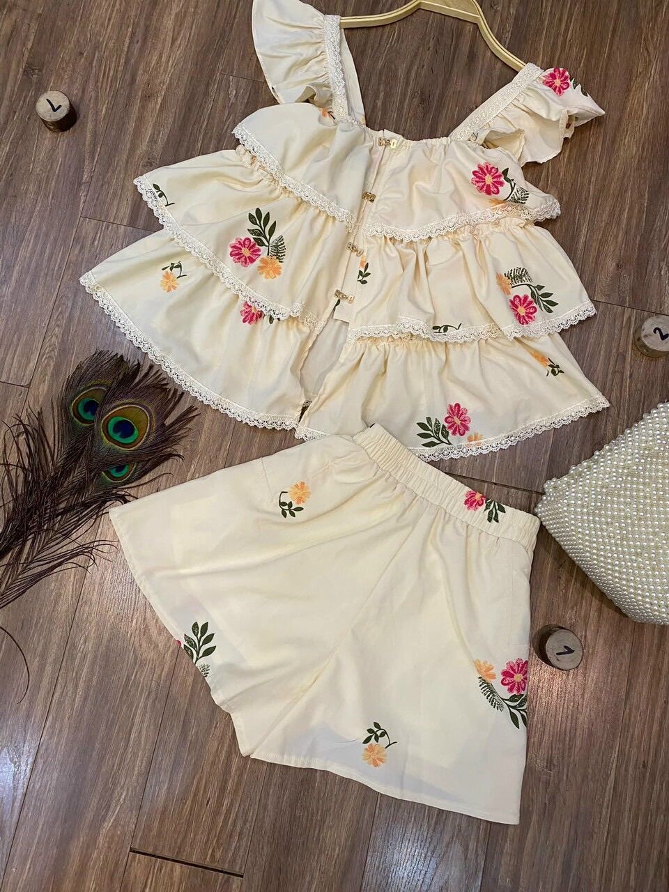 (SHOP TÁO ĐỎ BIGSIZE 50KG ĐẾN 90KG) set áo hoa tầng và quần