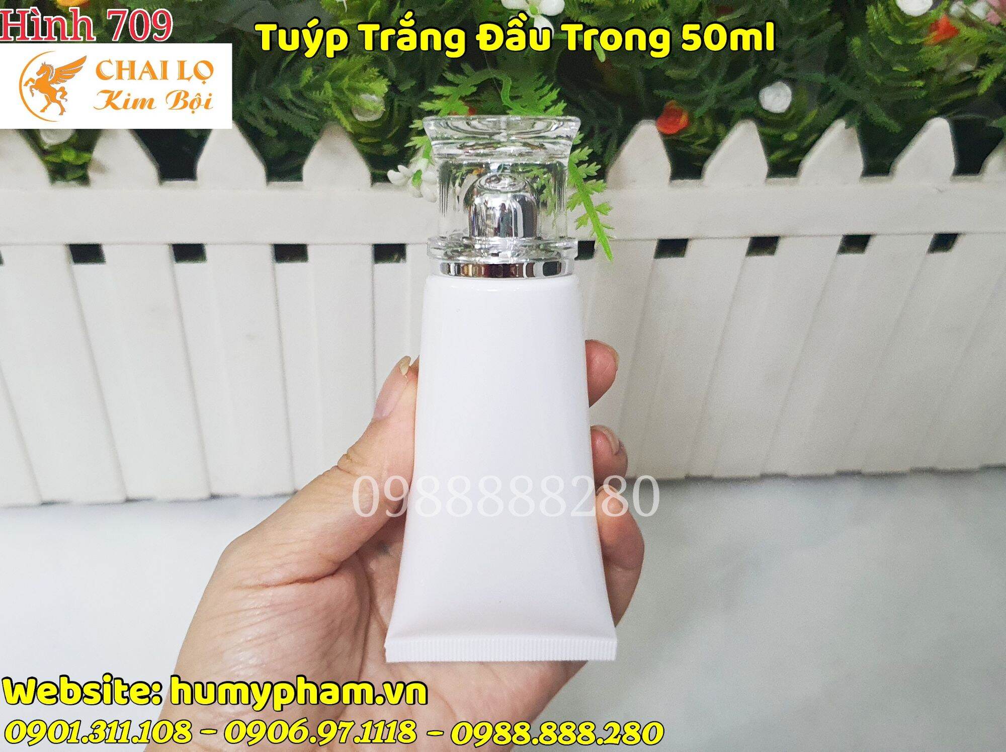 Tuýp đựng mỹ phẩm đầu trong bạc 50ml