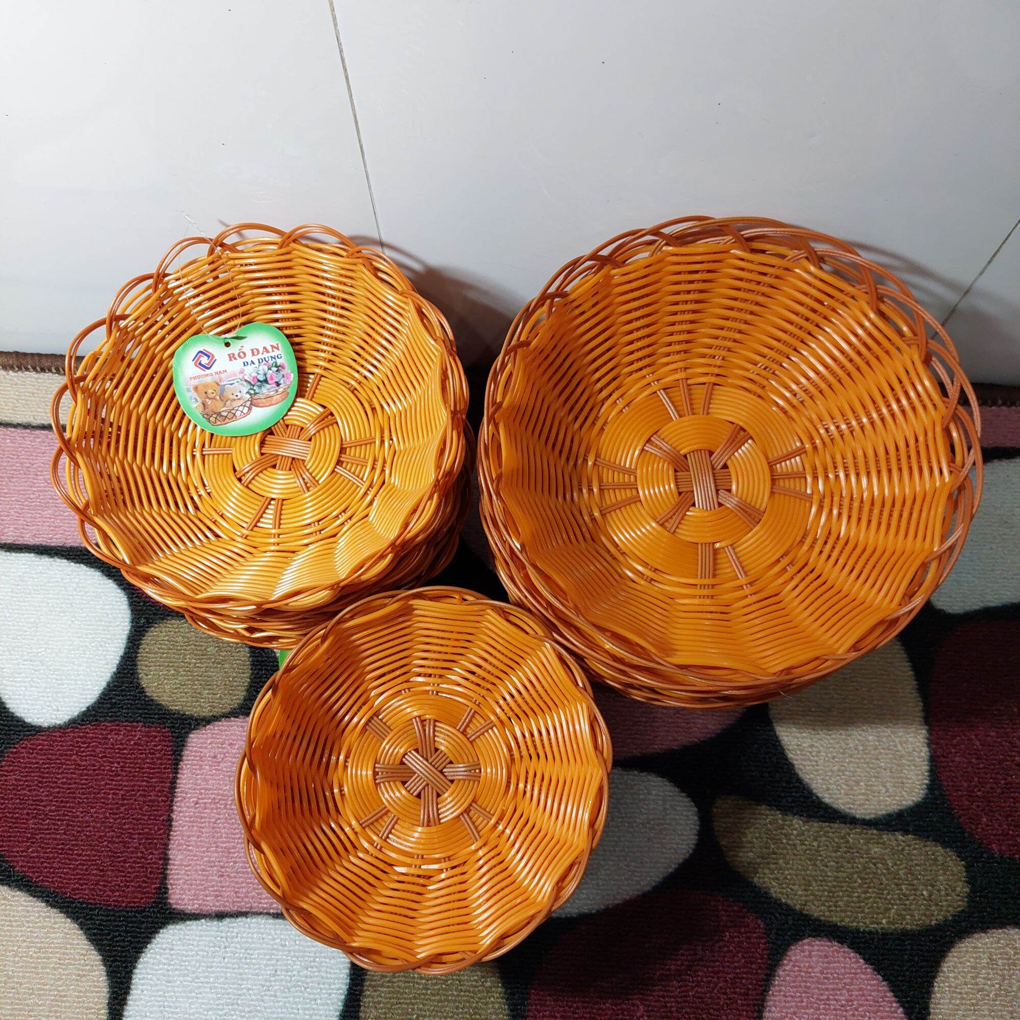 Rổ nhựa đan giả mây sâu lòng