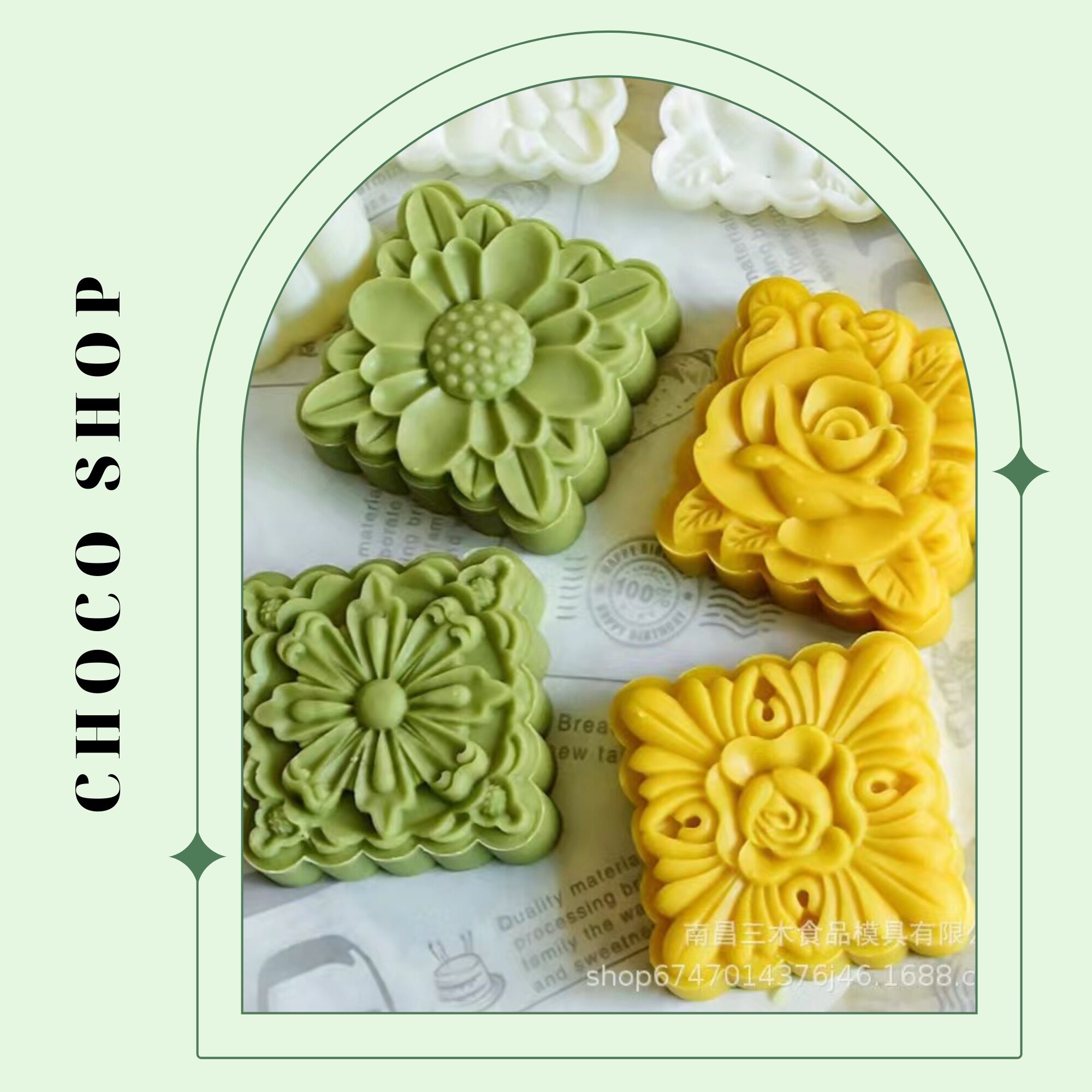 Khuôn bánh trung thu vuông 150gr, 200gr, 250gr khuôn trung thu 2022 có 4 mặt nhấn