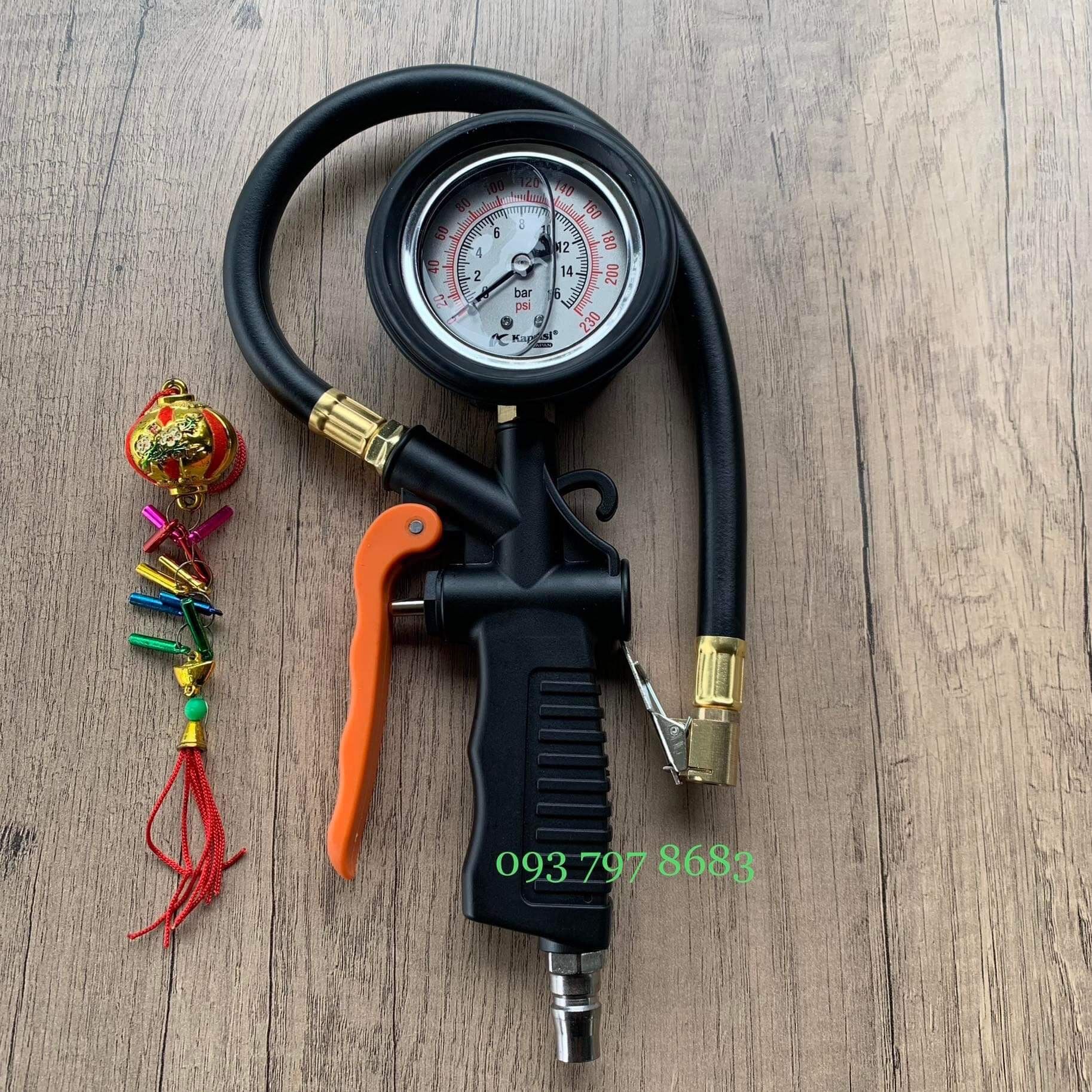 Đầu vòi bơm ô tô - xe máy - đồng hồ đo áp suất lốp xe, đồng hồ bơm lốp kapusi nhật