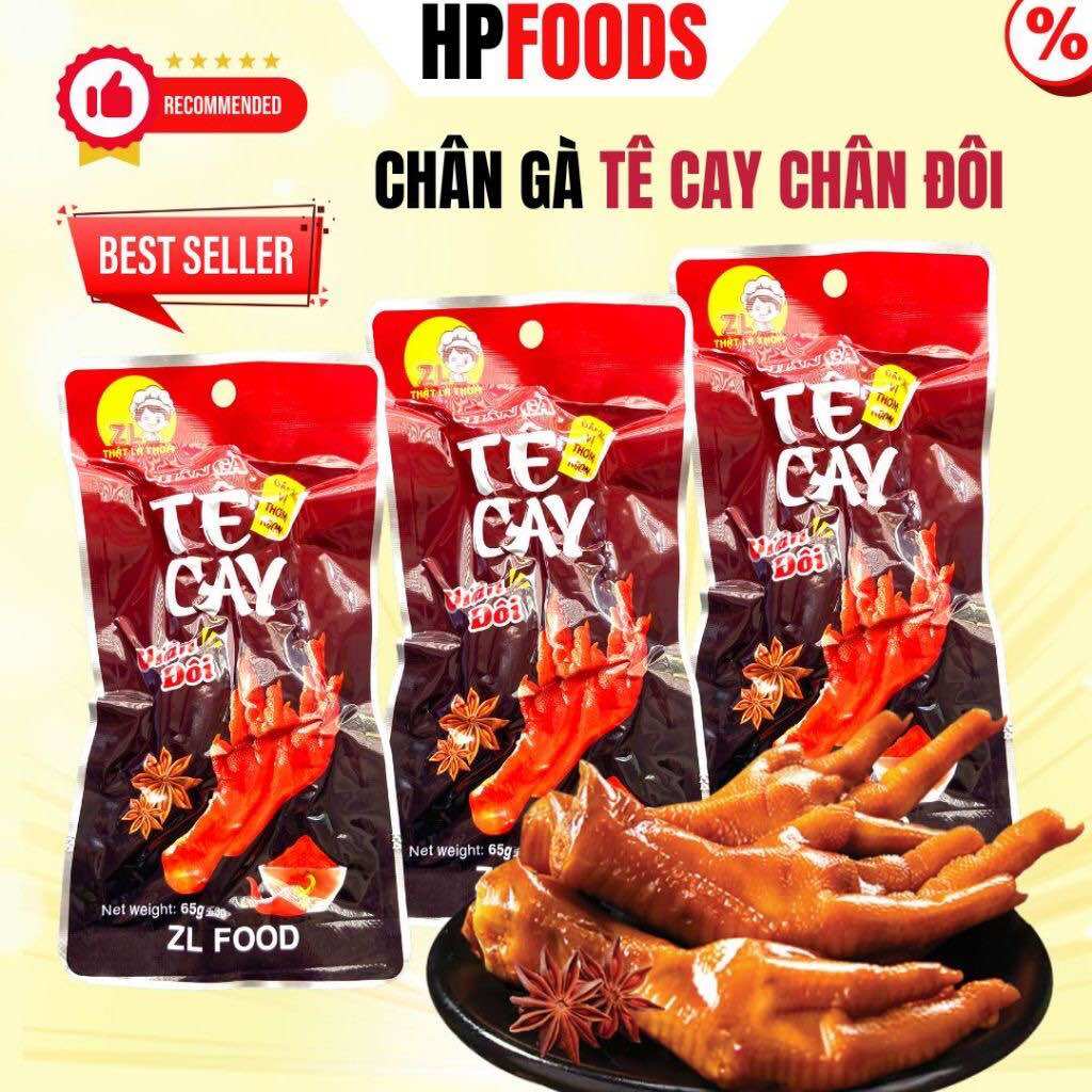 Chân gà Tê cay chân đôi X2 gói 65g-đồ ăn vặt chân gà cay tê chân đôi X2 siêu to ăn liền